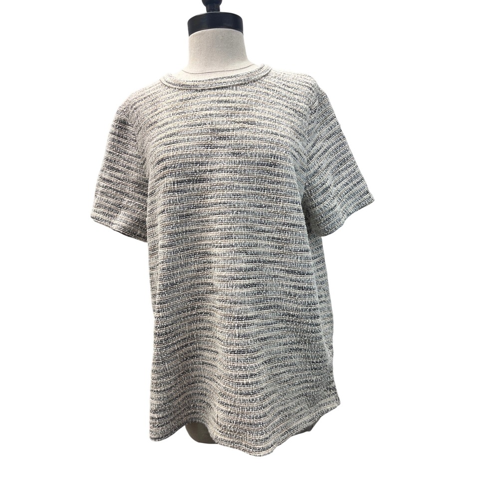 Anthropologie Postmark Tweed Top Womens Large Neutral Excellent Metallic Zipper